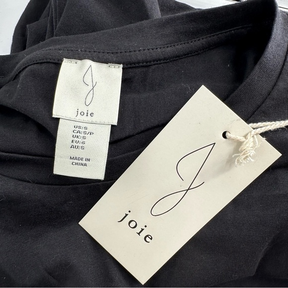 J by Joie Black T-Shirt with Rhinestone Trim Hem size Small Short Sleeve NWT - Picture 9 of 11